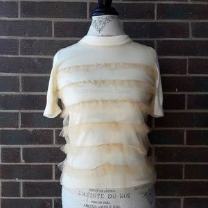 J Crew Tippi Tulle Merino Wool Sweater